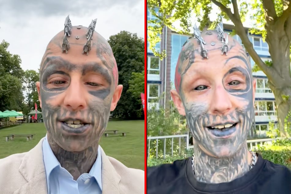 Juliusz has taken his body modification journey to a whole new level by embedding metal horns into his skull.
