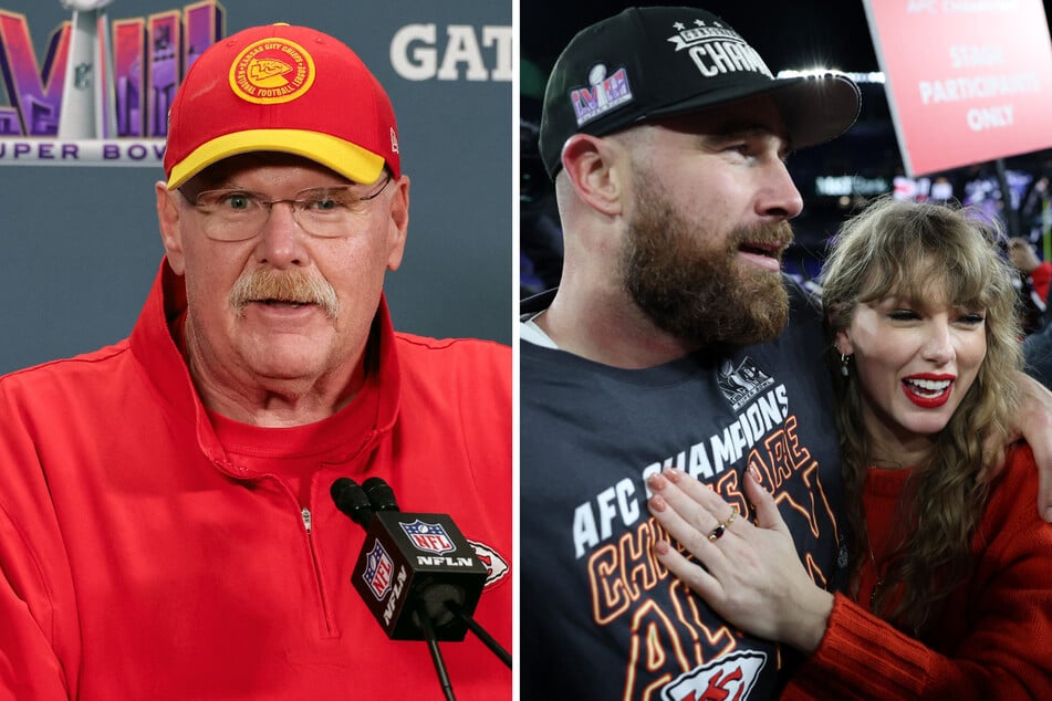 Taylor Swift (r.) treated the Kansas City Chiefs to homemade pop-tarts, coach Andy Reid (l.) has revealed!