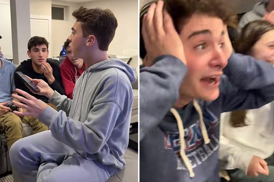 Noah Schnapp (r) and his friends spoofed TikTok's celebrity death pranks after he came out as gay.