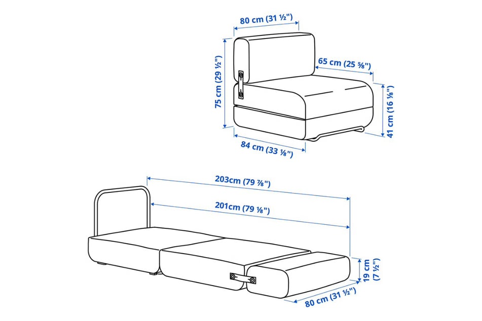 Chair bed dimensions