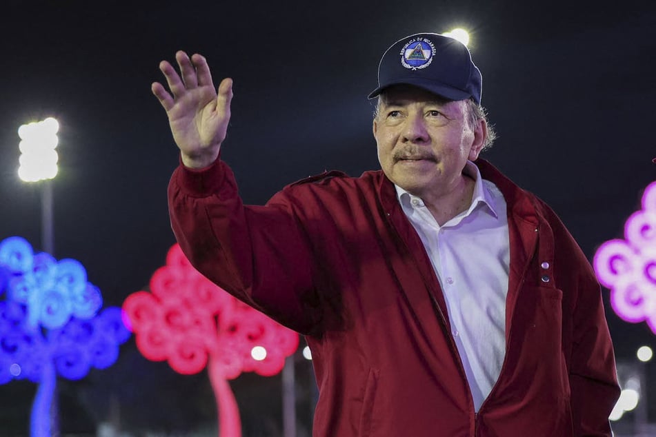 President Daniel Ortega waves during an event in Managua to commemorate the 47th anniversary of the Nicaraguan Revolution on July 19, 2026.