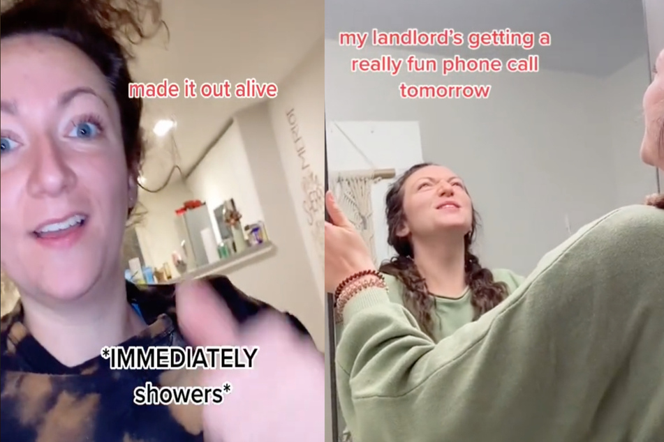 Samantha plans to cement the mirror to the bathroom wall.