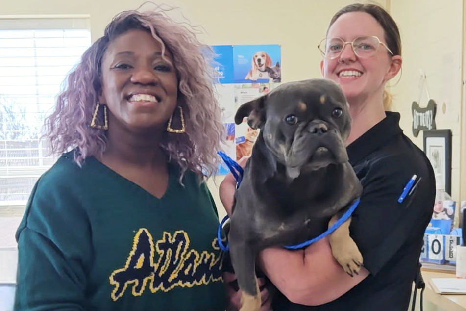 Nikki Porcher was thrilled to be reunited with her dog Toussaint.