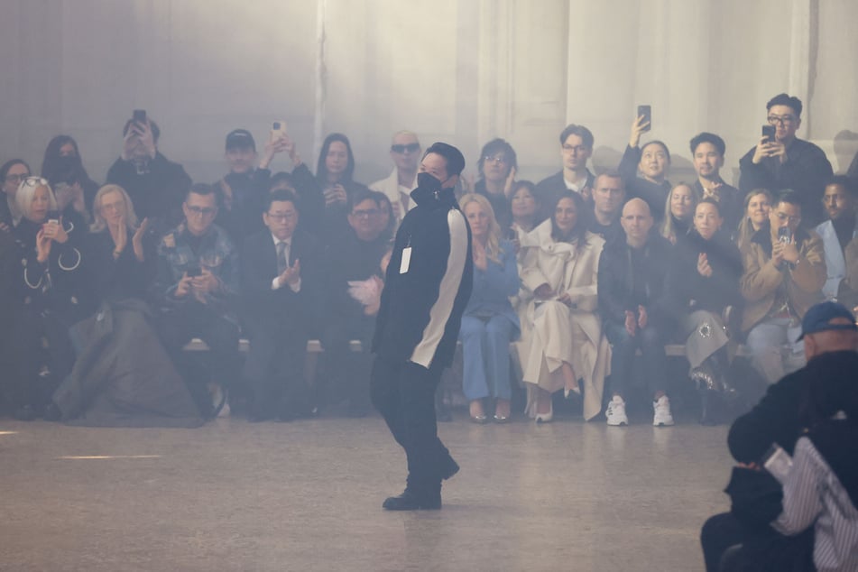 Designer Peter Do walks the runway at the Helmut Lang Autumn/Winter 2024 show during New York Fashion Week at Weylin on Friday in Brooklyn, New York.