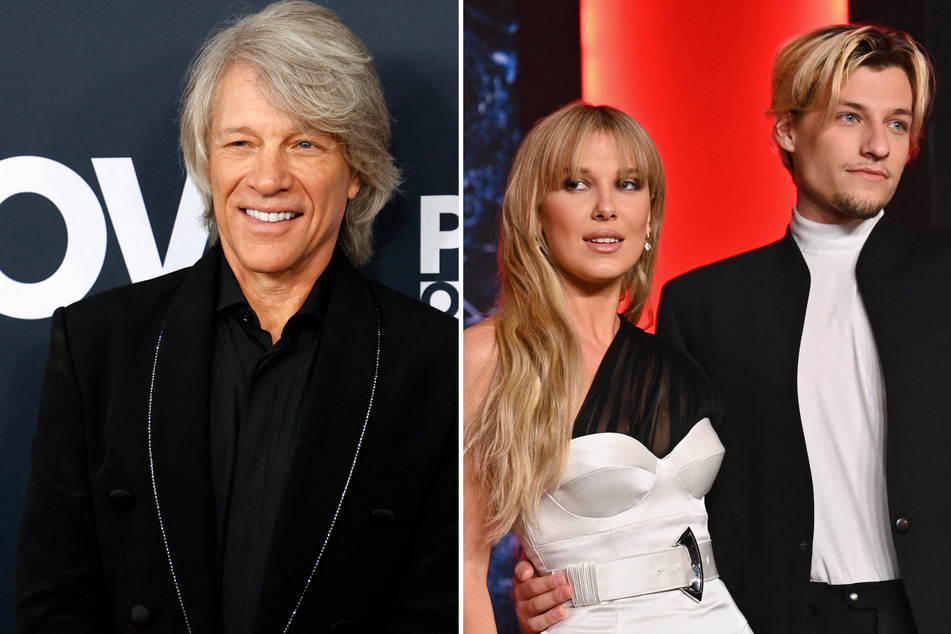 Jon Bon Jovi (l) recently dished on Millie Bobby Brown's relationship with his son, Jake Bongiovi.