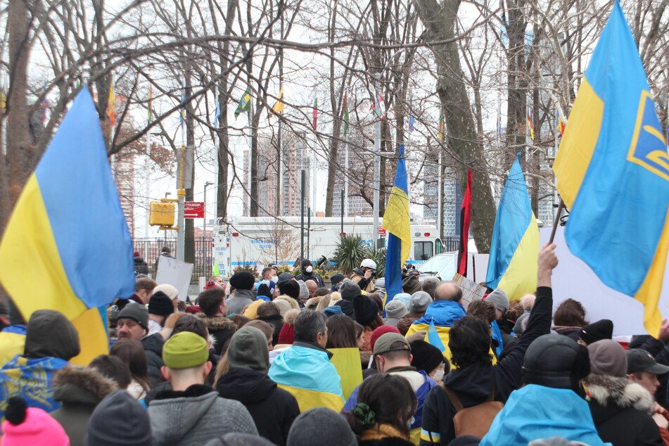 The crowd was ecstatic as it made it to its final destination - the Russian Consulate.
