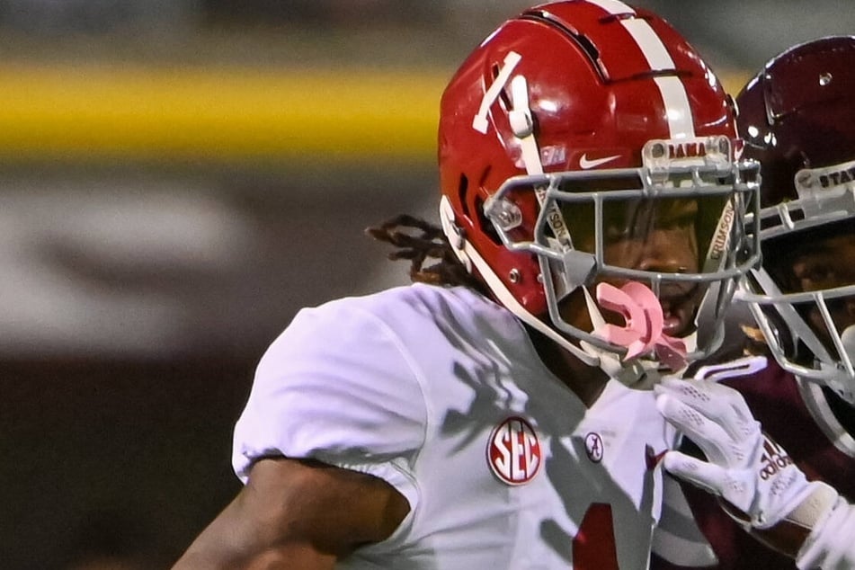 Wide receiver Jameson Williams caught three touchdowns against Arkansas.