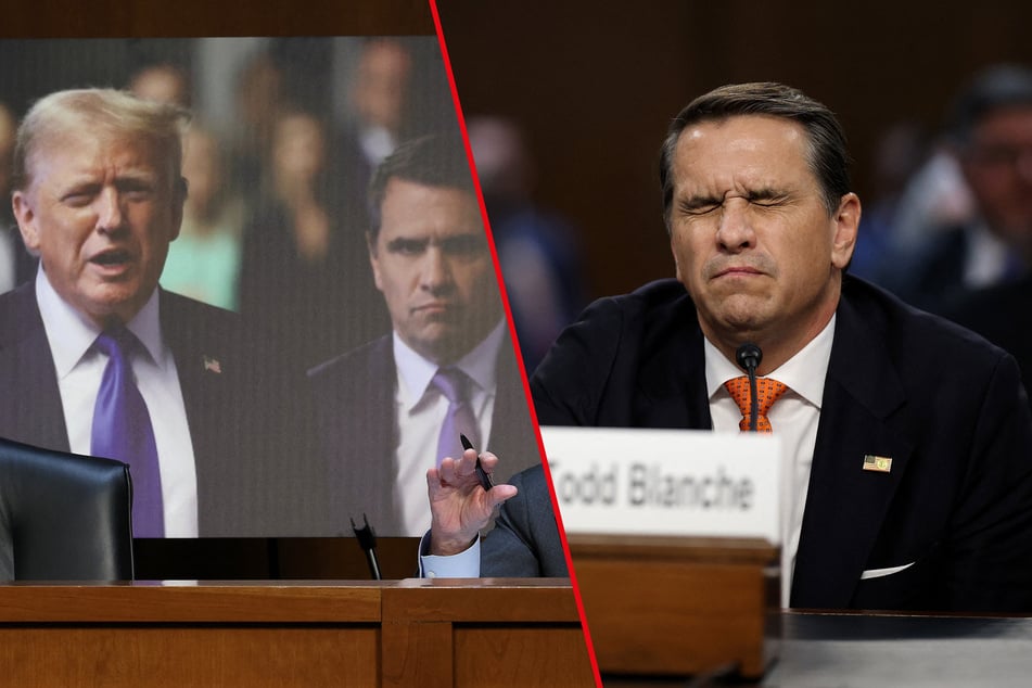 In a tense confirmation hearing, Todd Blanche (r) was grilled over his work as Trump's personal lawyer as well as his handling of the Epstein files.