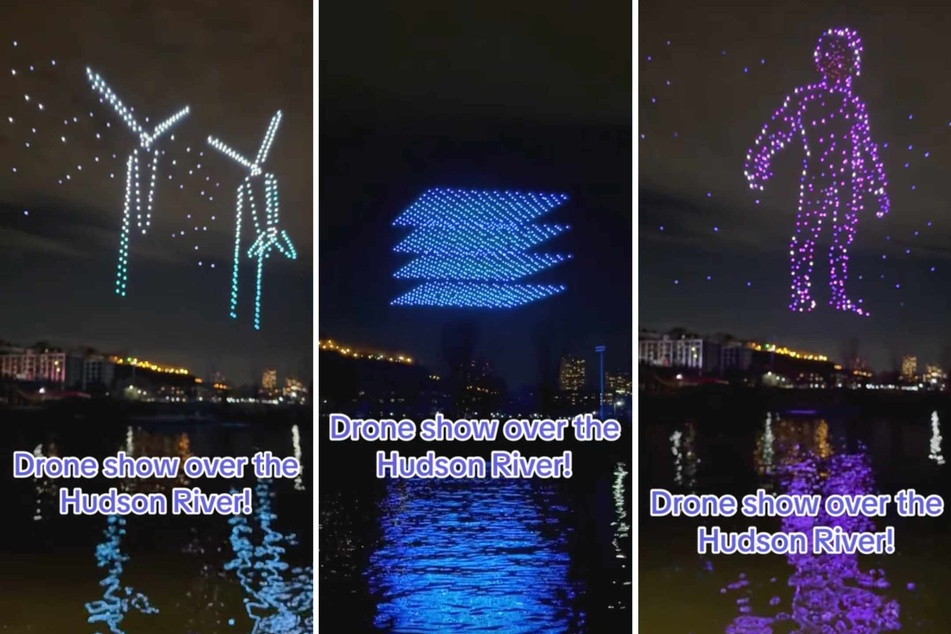 1,000 dazzling drones lit up the night sky above New York's Hudson River on Monday to celebrate a historic moment for General Electric (GE).