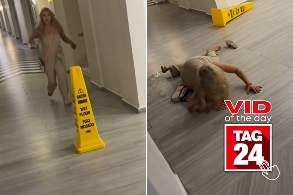 Viral Video of the Day for November 20, 2025: Wife's hotel hallway jump goes hilariously wrong