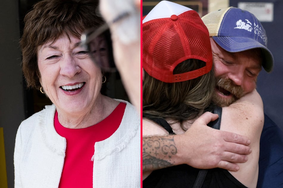 Maine Senate candidate Graham Platner (r.) has surged ahead of incumbent Republican Senator Susan Collins in the latest poll.