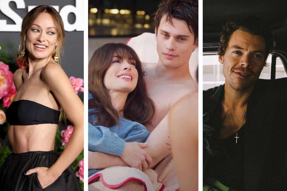 The key relationship of The Idea of You bears a striking resemblance to that of Harry Styles (far r.) and his much-older ex Olivia Wilde (far l.)