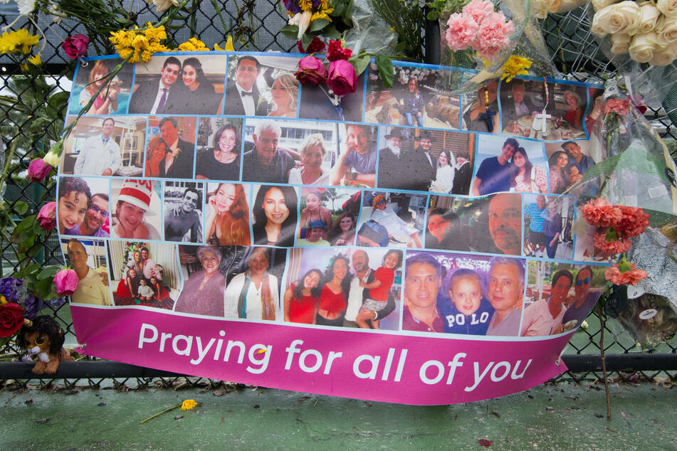 The makeshift memorial in Surfside, Florida, where the confirmed death toll rose to 60 on Thursday.