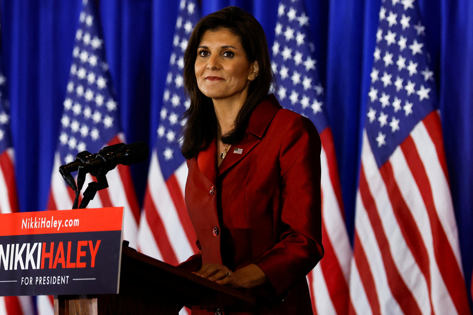 Former US Ambassador to the United Nations Nikki Haley attends her watch party during the South Carolina Republican presidential primary election in Charleston.