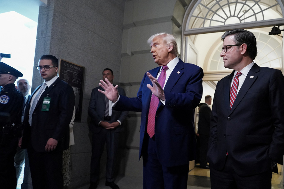 Trump appeared alongside House Speaker Mike Johnson and guaranteed that voters would not "lose their health insurance."