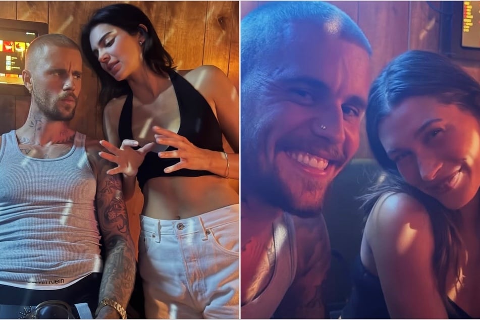 Justin Bieber (l.) sent fans into a frenzy when he dropped a rare snap with wife Hailey's (r.) bestie, Kendall Jenner.