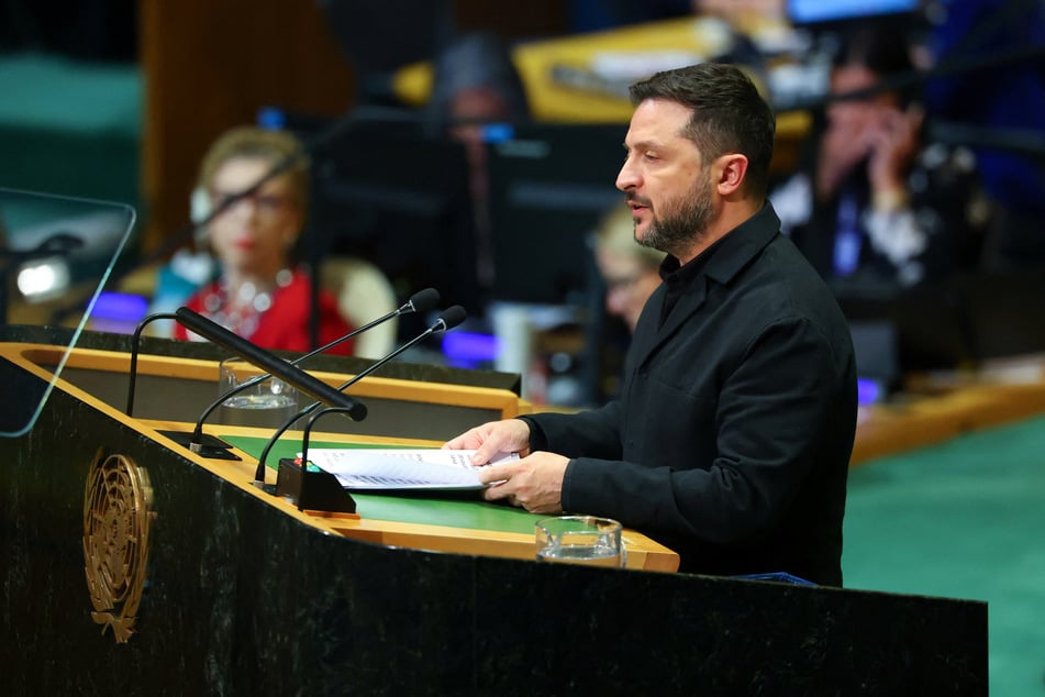 Volodymyr Zelensky addresses the 81st United Nations General Assembly in New York City on September 23, 2026. The Ukrainian president has rejected a proposal by Russia's Vladimir Putin to hold talks in Moscow.