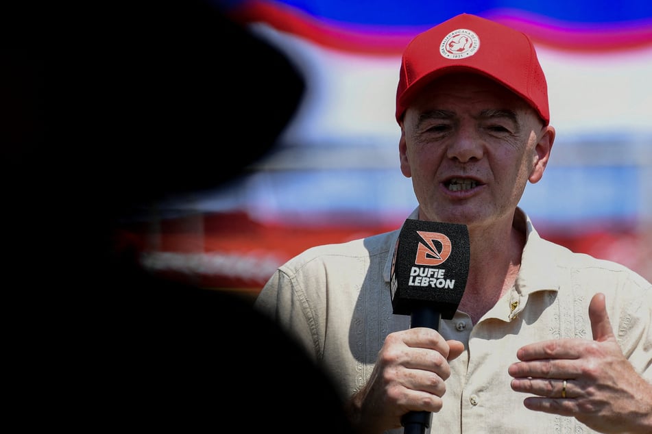 FIFA President Gianni Infantino speaks during a visit to a sport complex in Colombia on August 7. He has been criticized by UEFA Chief Aleksander Ceferin, who said "football has no need for emperors."