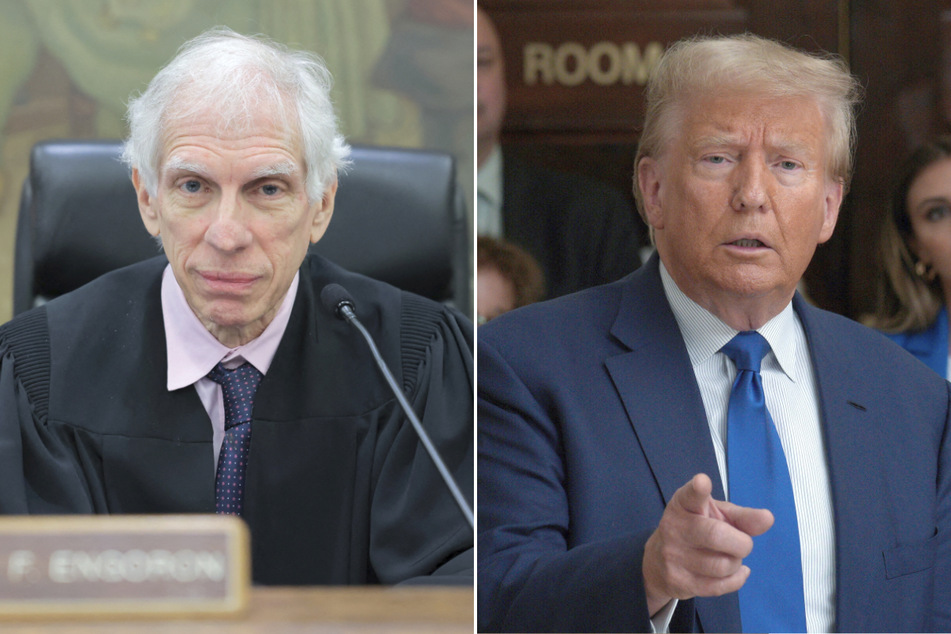 Donald Trump (r.) defied a gag order in his latest social media attack on New York Judge Arthur Engoron.