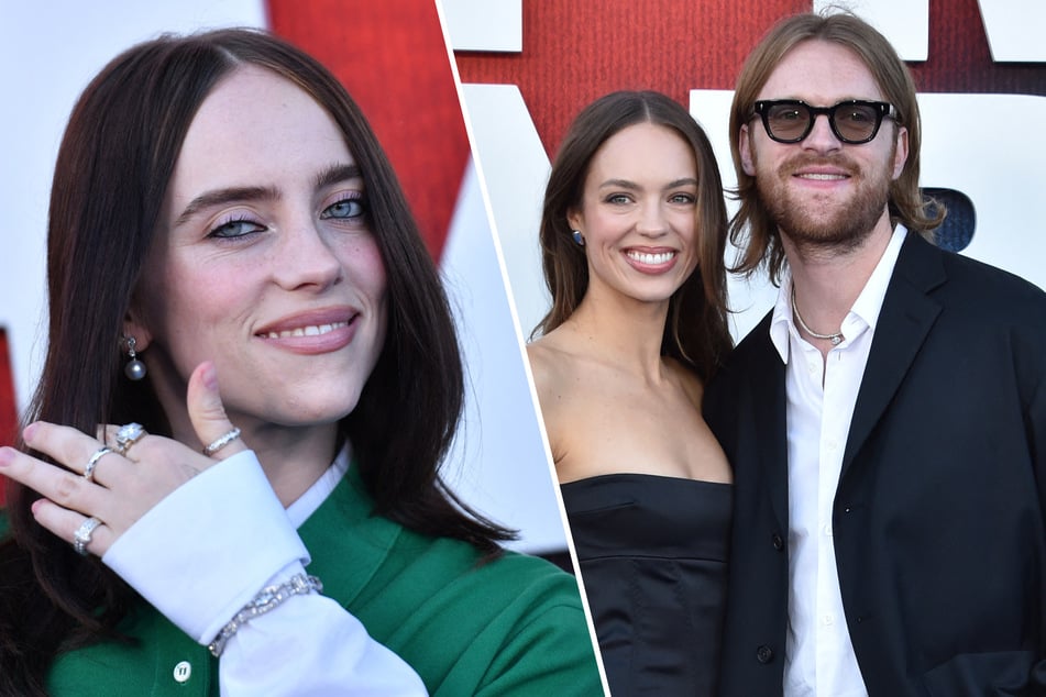 Billie Eilish's (l) brother, Finneas O'Connell (r), got hitched to his longtime girlfriend, Claudia Sulewski, and the pop star officiated the nuptials.