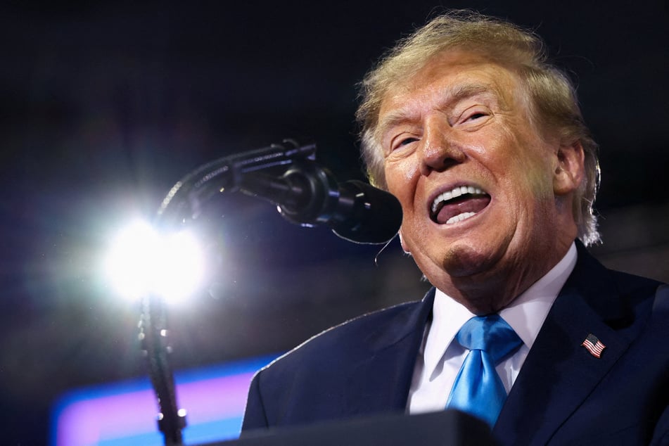 Donald Trump speaks during a campaign rally in Highland Heights, Kentucky, on October 17, 2026. The president has faced criticism from within his own party for blocking new Russia sanctions.