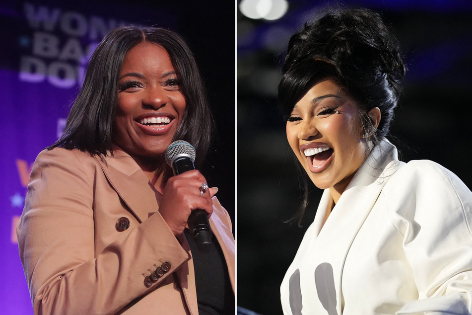 Rapper Cardi B (r.) has thrown her support behind Representative Jasmine Crockett, who is running in a heated Texas Senate race.