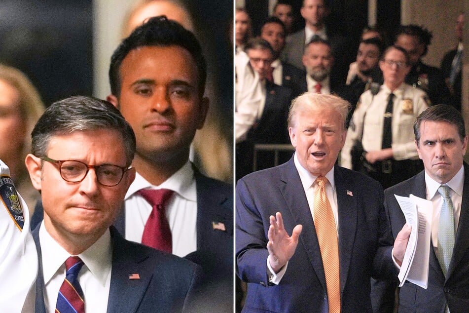 Donald Trump (second from r.) brought a group of his staunchest MAGA allies to the New York courthouse on Tuesday for another hearing in his criminal hush money trial.