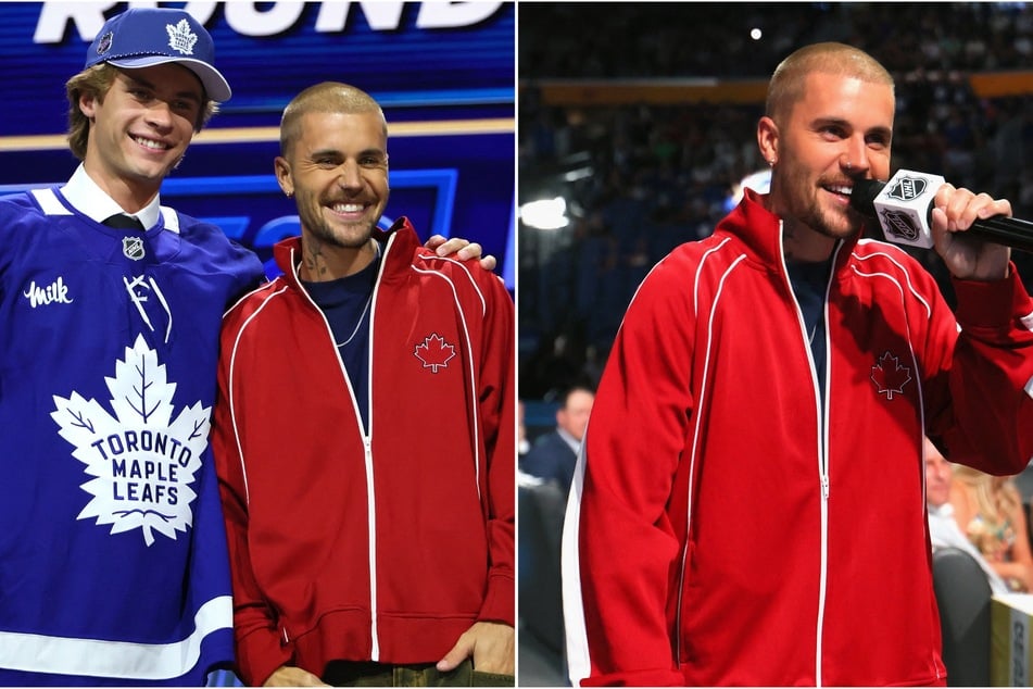 Justin Bieber crashes NHL Draft to announce Maple Leafs' no. 1 pick: "It looks good on you, baby!"