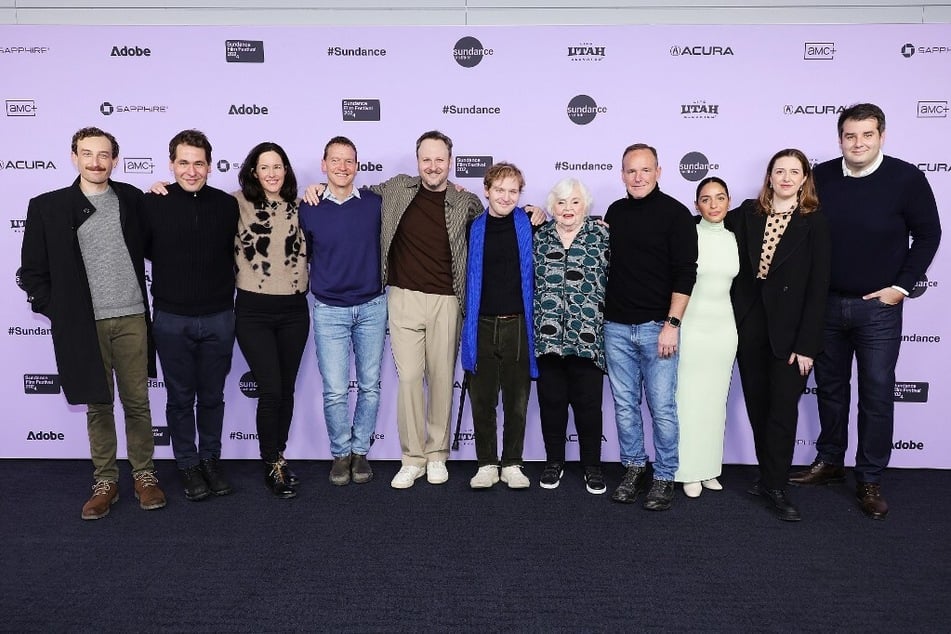 Chris Kaye, Karl Spoerri, VIviana Vezzani, Nicky Weinstock, Josh Margolin, Fred Hechinger, June Squibb, Clark Gregg, Coral Peña, Zoe Worth, and Benjamin Simpson attend the Thelma premiere during the 2024 Sundance Film Festival.