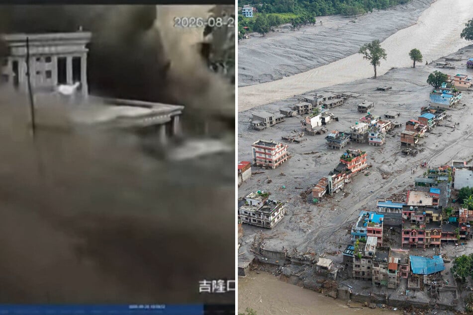 More than 2,400 people are missing in Nepal and China after a catastrophic flood swept away villages and killed hundreds.