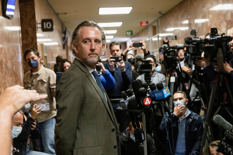 Public defender Adam Lipson spoke with the media after the arraignment hearing for a David DePape on Tuesday.