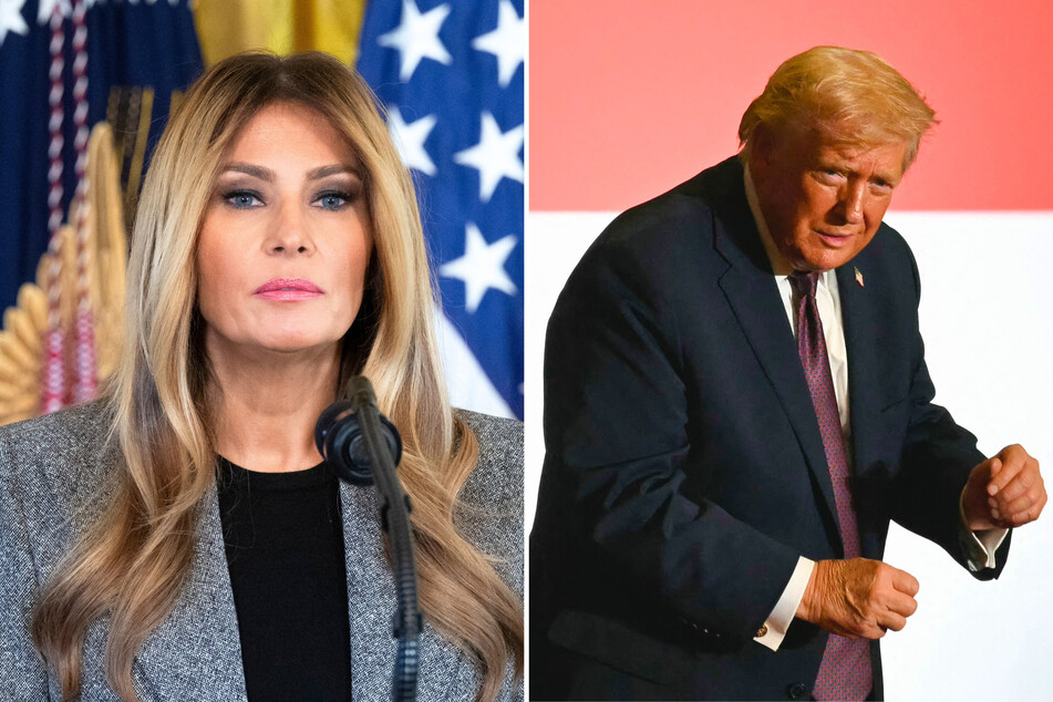 During a recent rally, President Donald Trump (r) described in detail how FBI agents went through his wife Melania's (l) undergarments during the Mar-a-Lago raid.