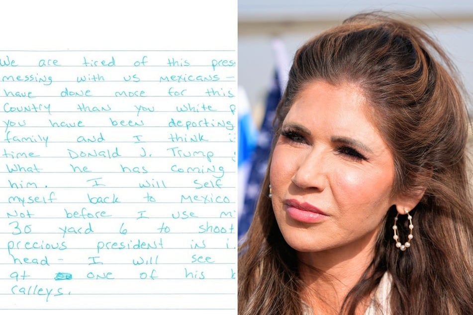 Homeland Security Secretary Kristi Noem (r.) recently accused an immigrant man of threatening to kill President Donald Trump, but police believe he was set up.
