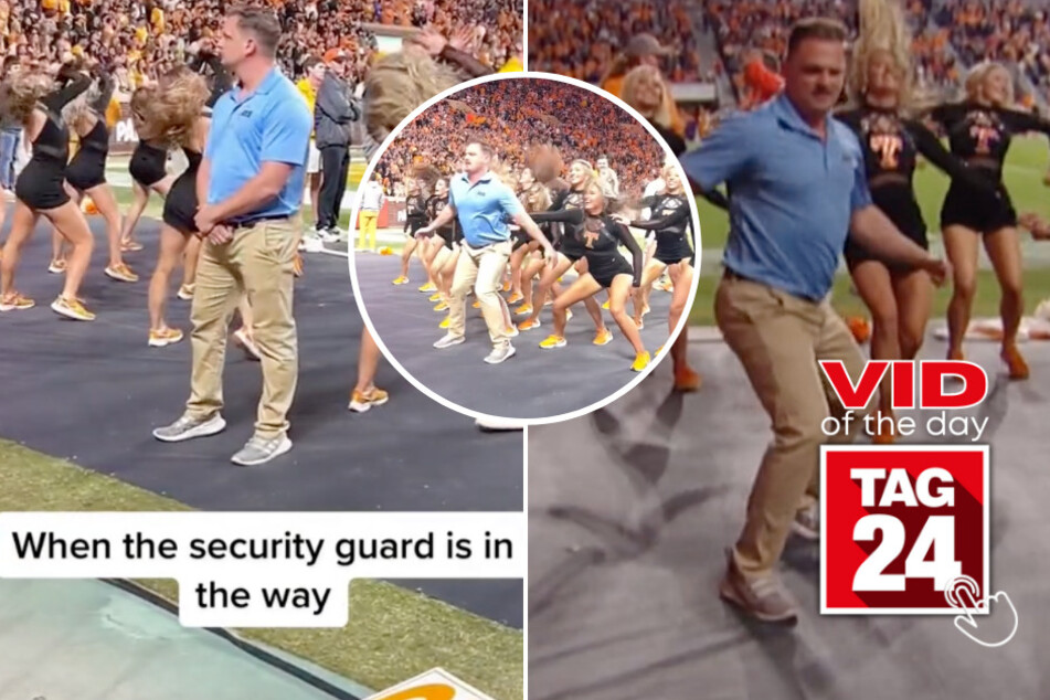 Viral Video of the Day for February 2, 2024: "Security guard" crashes University of Tennessee dance routine!