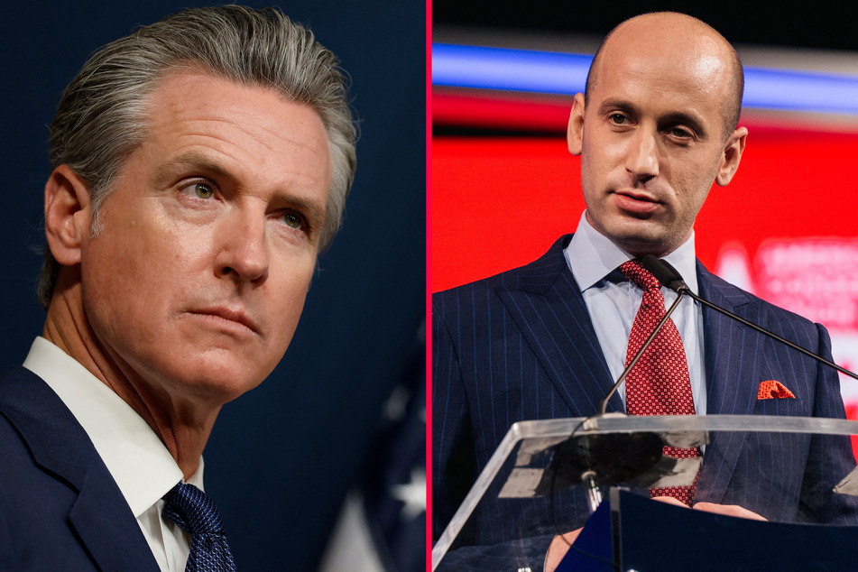 Californian Governor Gavin Newsom (r.) slammed White House deputy chief of staff Steven Miller for calling the Democratic Party a terrorist organization.