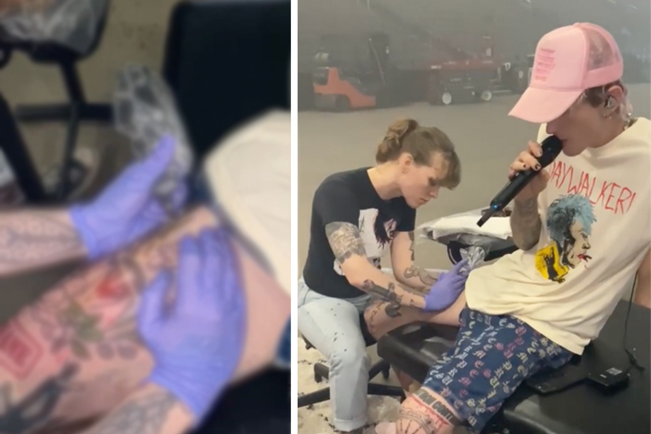 Tatted up! Machine Gun Kelly enters rock star mode at rehearsals
