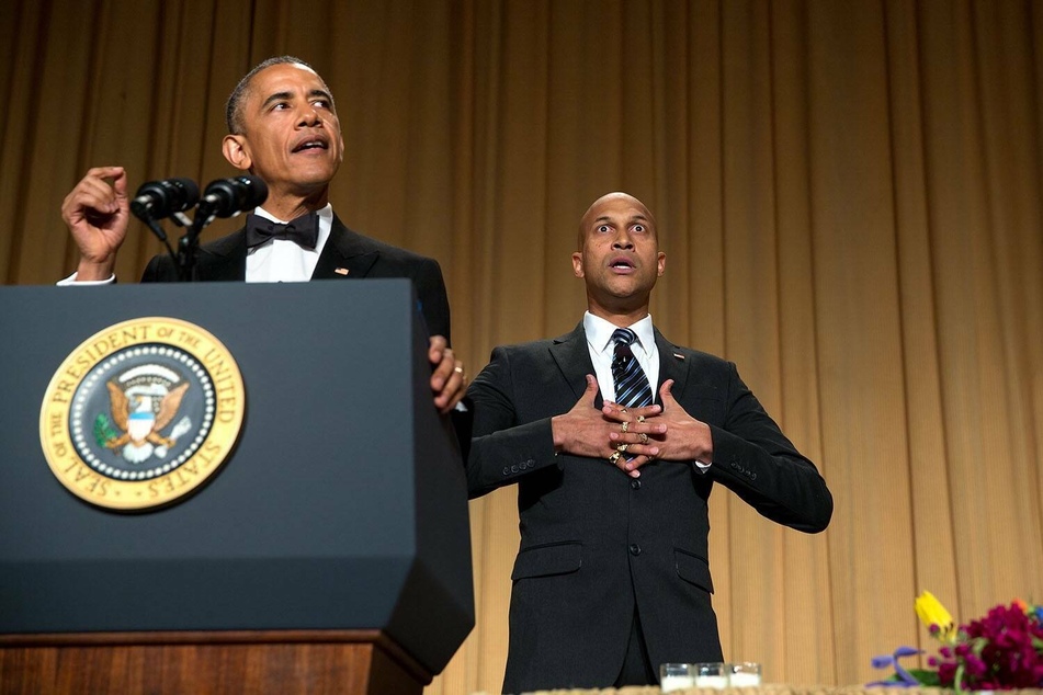 Barack Obama and his "anger translator" Keegan-Michael Key at the 2015 White House Correspondents’ Dinner.