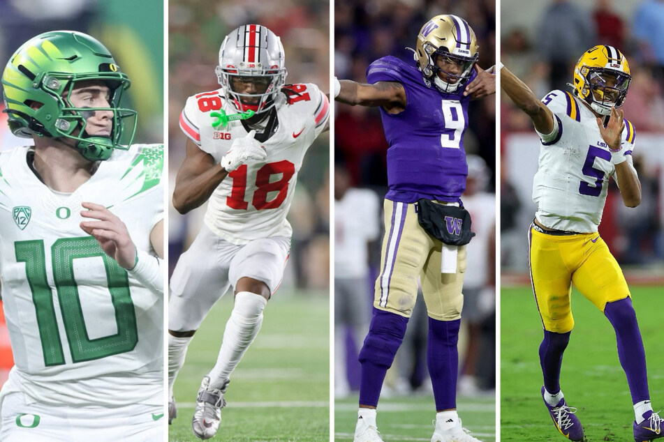 (From l to r) Bo Nix, Marvin Harrison Jr., Michael Penix Jr., and Jayden Daniels have been named finalists for the 2023 Heisman Trophy.