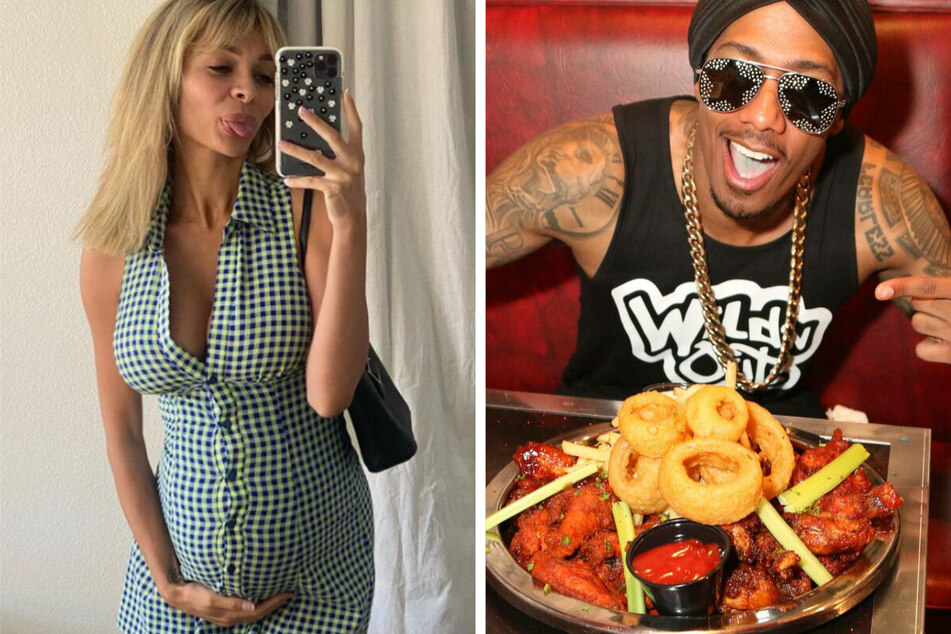 Alyssa Scott's most recent Instagram post showed her heavily pregnant (l). Nick (r) is all but confirmed to be the father of her child.