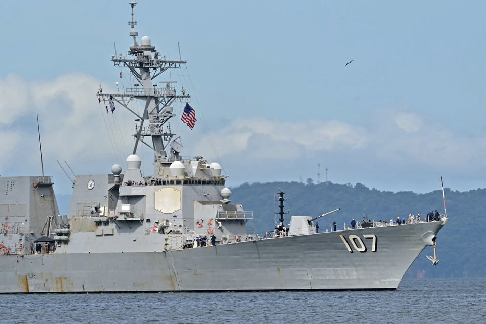 The USS Gravely warship arrives in Trinidad and Tobago's Port of Spain on October 26, 2025.