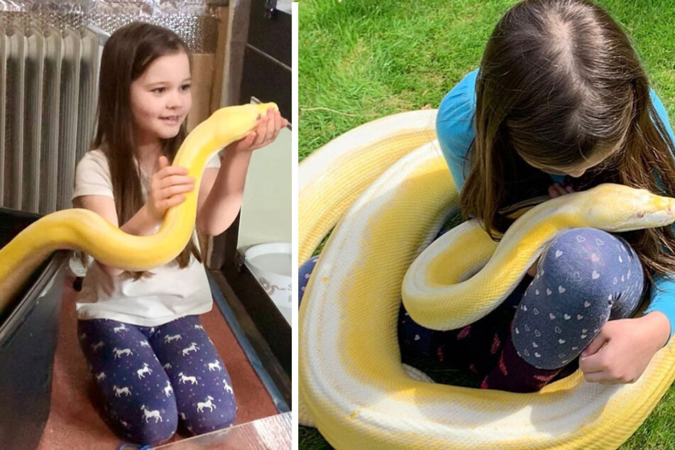 Small girl shares home with Cher the snake, a 16-foot python