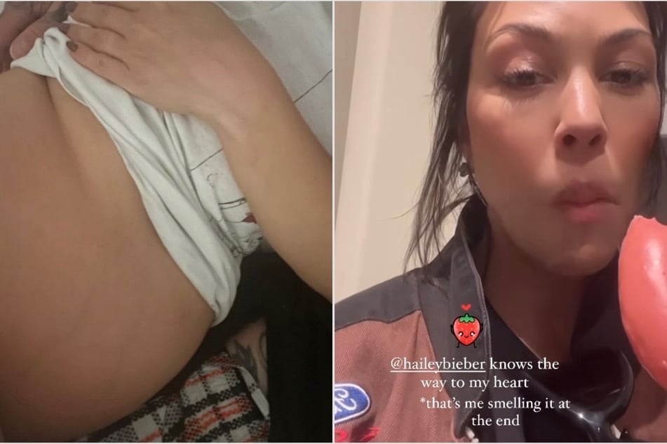 Kourtney Kardashian flashes baby bump and enjoys treat from Hailey Bieber