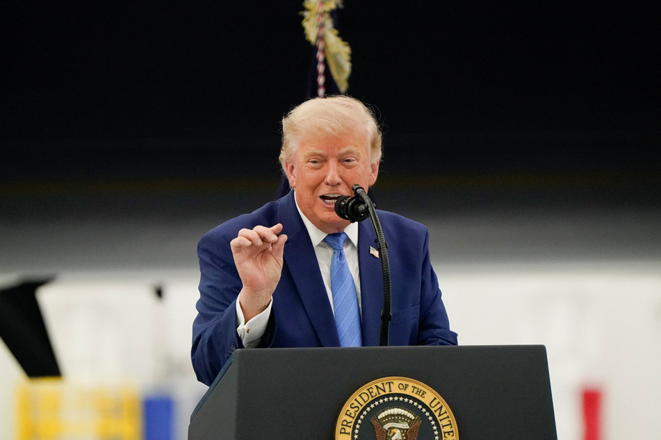 President Donald Trump delivers a speech at Joint Base Andrews, Maryland, on June 19, 2026.