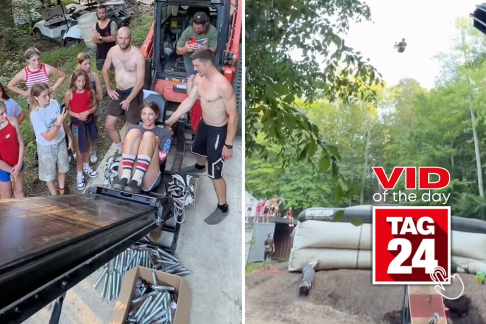 Viral Video of the Day for July 5, 2026: Fourth of July stunt sends girl flying sky-high in jaw-dropping backyard launch!