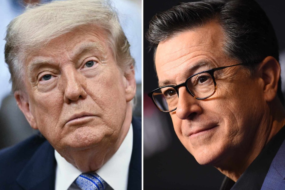 The Late Show frontman Stephen Colbert (r) will host the final edition of the 33-year-old cultural institution on Thursday night, after it was canceled by CBS as the network courts President Donald Trump (l.)