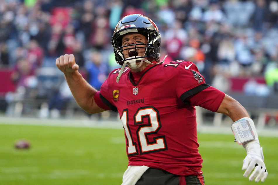 Tampa Bay Buccaneers quarterback Tom Brady reacts during an NFL International Series game against the Seattle Seahawks in Munich, Germany.