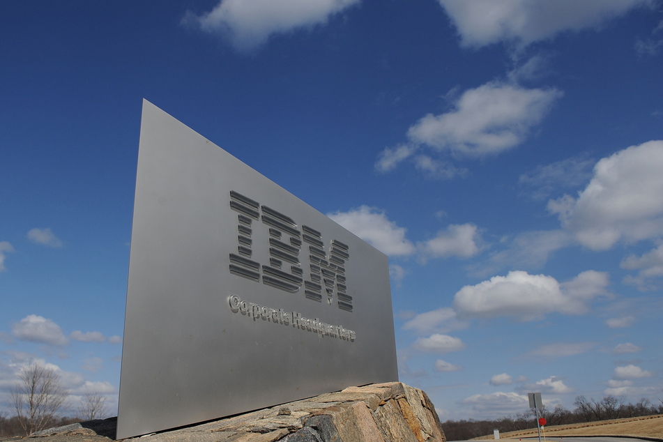 A sign marks the entrance to IBM Corporate Headquarters in Armonk, New York.