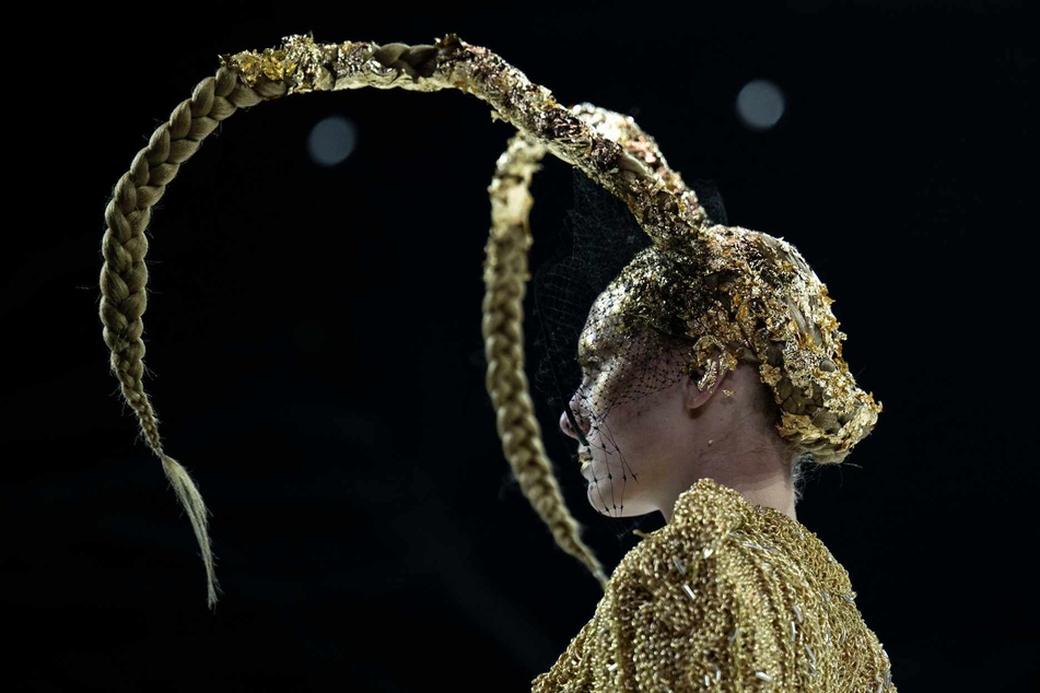 A model walks the runway during the Thom Browne Fall 2024 fashion show at New York Fashion Week on Wednesday in New York City.