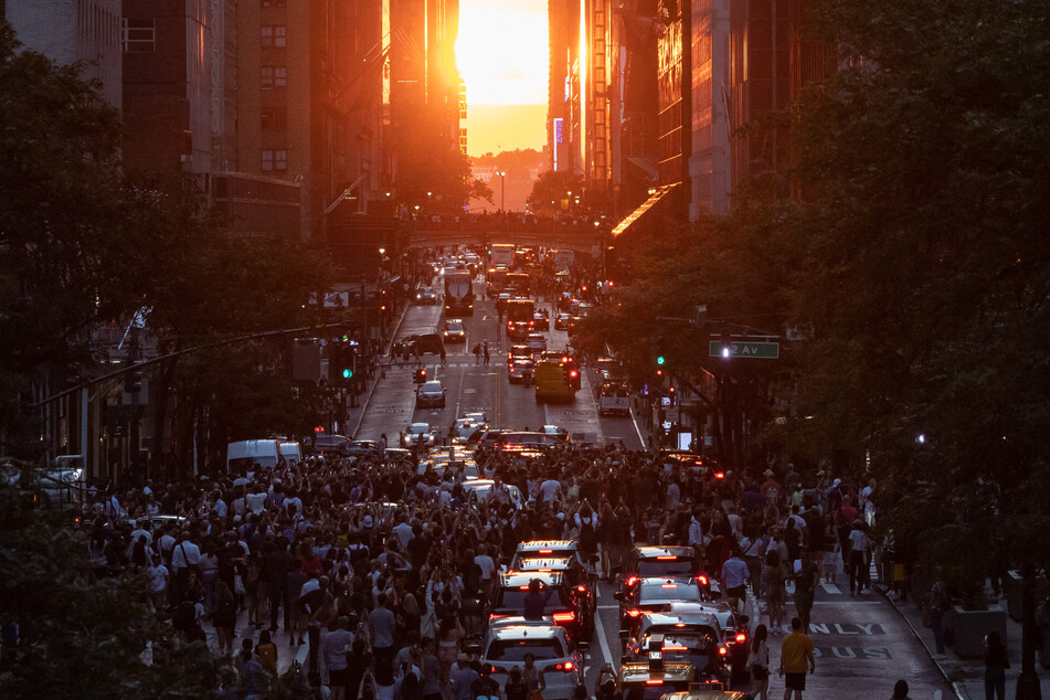 Four times a year, New York celebrates Manhattanhenge, days on which the sun sets in exact alignment with Manhattan's grid of streets.