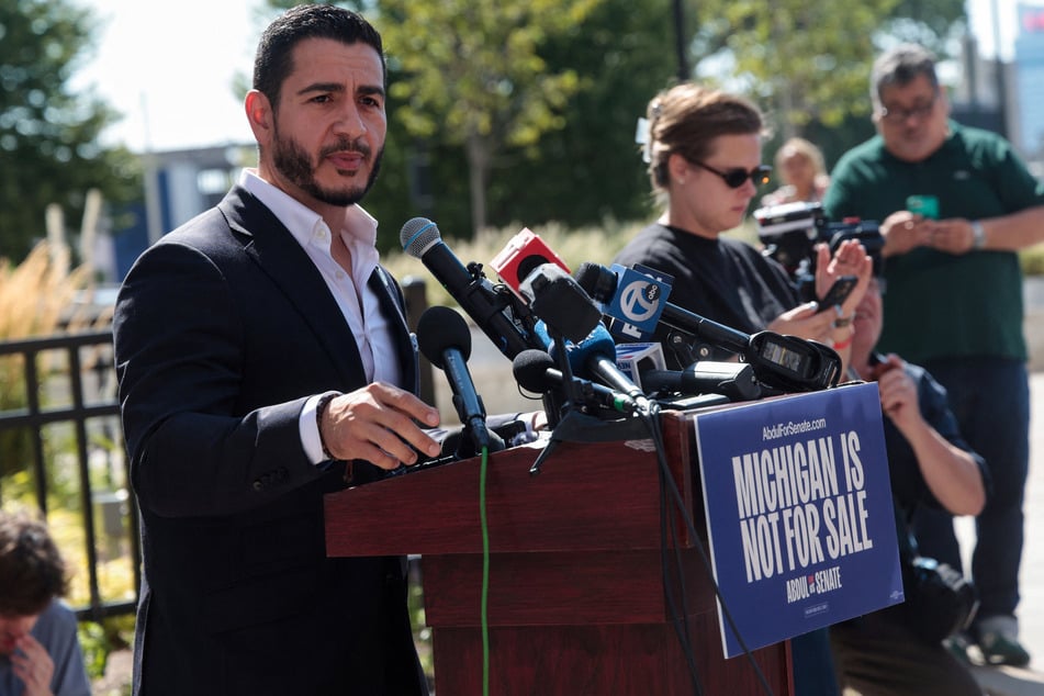 Abdul El-Sayed, winner of Michigan's Democratic Senate primary, speaks during a press conference in Detroit on August 5, 2026.